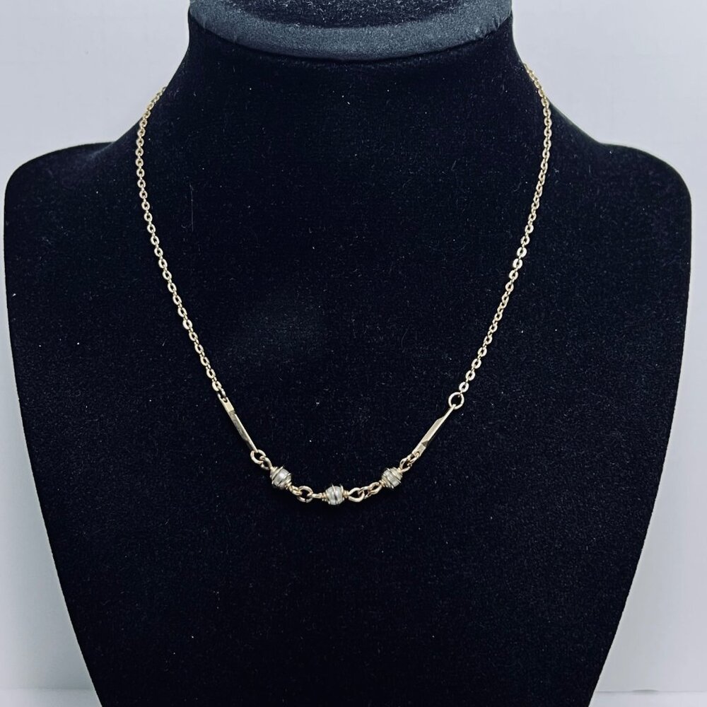 Avon Gold Tone And Caged Faux Pearls Choker Necklace (5678)